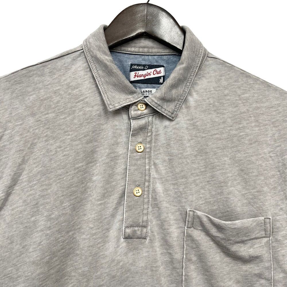 Johnnie-O Men's Golf Polo Shirt Gray Polyester/Cotton Pocket Pro C. Thomas L euc